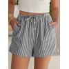 imageANRABESS Womens Boxer Shorts Summer Gingham Striped Drawstring Pajama Lounge Shorts With Pockets Trendy Cute Beach BottomsBlack White Stripe