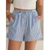 imageANRABESS Womens Boxer Shorts Summer Gingham Striped Drawstring Pajama Lounge Shorts With Pockets Trendy Cute Beach BottomsBlue White Stripe