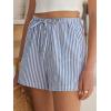 imageANRABESS Womens Boxer Shorts Summer Gingham Striped Drawstring Pajama Lounge Shorts With Pockets Trendy Cute Beach BottomsBlue White Stripe