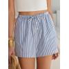 imageANRABESS Womens Boxer Shorts Summer Gingham Striped Drawstring Pajama Lounge Shorts With Pockets Trendy Cute Beach BottomsBlue White Stripe