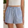 imageANRABESS Womens Boxer Shorts Summer Gingham Striped Drawstring Pajama Lounge Shorts With Pockets Trendy Cute Beach BottomsBlue White Stripe