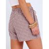 imageANRABESS Womens Boxer Shorts Summer Gingham Striped Drawstring Pajama Lounge Shorts With Pockets Trendy Cute Beach BottomsBrown White Plaid