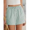 imageANRABESS Womens Boxer Shorts Summer Gingham Striped Drawstring Pajama Lounge Shorts With Pockets Trendy Cute Beach BottomsGreen White Stripe