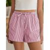 imageANRABESS Womens Boxer Shorts Summer Gingham Striped Drawstring Pajama Lounge Shorts With Pockets Trendy Cute Beach BottomsRed White Stripe