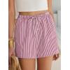 imageANRABESS Womens Boxer Shorts Summer Gingham Striped Drawstring Pajama Lounge Shorts With Pockets Trendy Cute Beach BottomsRed White Stripe