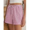 imageANRABESS Womens Boxer Shorts Summer Gingham Striped Drawstring Pajama Lounge Shorts With Pockets Trendy Cute Beach BottomsRed White Stripe