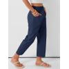 imageANRABESS Womens Capri Pants 2026 Summer Casual Elastic High Waisted Lounge Cropped Tapered Ankle Beach Trousers Work Outfits Navy Blue Large