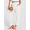 imageANRABESS Womens Capri Pants 2026 Summer Casual Elastic High Waisted Lounge Cropped Tapered Ankle Beach Trousers Work OutfitsWhite