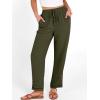 imageANRABESS Womens Casual Cropped Pants Drawstring Elastic Waist 2026 Summer Loose Ankle Work Trousers with PocketsArmy Green