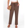 imageANRABESS Womens Casual Cropped Pants Drawstring Elastic Waist 2026 Summer Loose Ankle Work Trousers with PocketsBrown