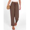 imageANRABESS Womens Casual Cropped Pants Drawstring Elastic Waist 2026 Summer Loose Ankle Work Trousers with PocketsBrown