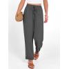 imageANRABESS Womens Casual Cropped Pants Drawstring Elastic Waist 2026 Summer Loose Ankle Work Trousers with PocketsDark Gray