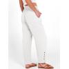 imageANRABESS Womens Casual Cropped Pants Drawstring Elastic Waist 2026 Summer Loose Ankle Work Trousers with PocketsWhite