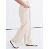 imageANRABESS Womens Casual Pants High Waisted Elastic Waist Straight Leg Trousers 2026 Summer Loose Fit Lounge Pants with PocketsBeige