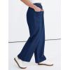imageANRABESS Womens Casual Pants High Waisted Elastic Waist Straight Leg Trousers 2026 Summer Loose Fit Lounge Pants with PocketsNavy Blue