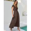 imageANRABESS Womens Casual Summer Maxi Dress Flutter Short Sleeve Scoop Neck Smocked A Line Flowy Beach Vacation Long DressesCoffee
