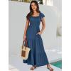 imageANRABESS Womens Casual Summer Maxi Dress Flutter Short Sleeve Scoop Neck Smocked A Line Flowy Beach Vacation Long DressesDeep Blue