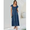 imageANRABESS Womens Casual Summer Maxi Dress Flutter Short Sleeve Scoop Neck Smocked A Line Flowy Beach Vacation Long DressesDeep Blue