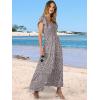 imageANRABESS Womens Casual Summer Maxi Dress Flutter Short Sleeve Scoop Neck Smocked A Line Flowy Beach Vacation Long DressesGrey Khaki White Dot