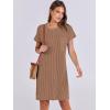 imageANRABESS Womens Casual Summer Ribbed Knit Tunic Tshirt Mini Dresses 2026 Trendy Crewneck Short Sleeve Beach Loose Shift DressBrown