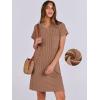 imageANRABESS Womens Casual Summer Ribbed Knit Tunic Tshirt Mini Dresses 2026 Trendy Crewneck Short Sleeve Beach Loose Shift DressBrown
