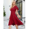imageANRABESS Womens Cocktail Dress Semi Formal Wedding Guest Wrap Midi Dresses Summer Western High Low Ruffled Valentines DressRed