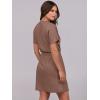 imageANRABESS Womens Dresses 2026 Summer Casual Short Sleeve Crew Neck Elastic Waist Mini T Shirt Dress with PocketsBrown