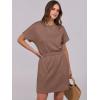 imageANRABESS Womens Dresses 2026 Summer Casual Short Sleeve Crew Neck Elastic Waist Mini T Shirt Dress with PocketsBrown
