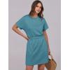 imageANRABESS Womens Dresses 2026 Summer Casual Short Sleeve Crew Neck Elastic Waist Mini T Shirt Dress with PocketsTeal