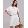imageANRABESS Womens Dresses 2026 Summer Casual Short Sleeve Crew Neck Elastic Waist Mini T Shirt Dress with PocketsWhite