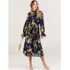 imageANRABESS Womens Floral Chiffon Midi Dress Puff Long Sleeve Mock Neck Summer Wedding Guest Party Dresses Fall 2025 OutfitsFloral Navy