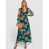 imageANRABESS Womens Floral Maxi Dress 2025 Fall V Neck Puff Long Sleeve Flowy Casual Wedding Guest Tea Party Tulle DressesEmerald Green Floral