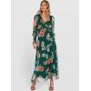imageANRABESS Womens Floral Maxi Dress 2025 Fall V Neck Puff Long Sleeve Flowy Casual Wedding Guest Tea Party Tulle DressesEmerald Green Floral