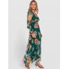 imageANRABESS Womens Floral Maxi Dress 2025 Fall V Neck Puff Long Sleeve Flowy Casual Wedding Guest Tea Party Tulle DressesEmerald Green Floral