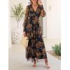 imageANRABESS Womens Floral Maxi Dress 2025 Fall V Neck Puff Long Sleeve Flowy Casual Wedding Guest Tea Party Tulle DressesFloral Black Yellow