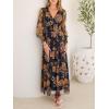 imageANRABESS Womens Floral Maxi Dress 2025 Fall V Neck Puff Long Sleeve Flowy Casual Wedding Guest Tea Party Tulle DressesFloral Black Yellow