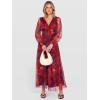 imageANRABESS Womens Floral Maxi Dress 2025 Fall V Neck Puff Long Sleeve Flowy Casual Wedding Guest Tea Party Tulle DressesNavy Red Floral