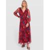 imageANRABESS Womens Floral Maxi Dress 2025 Fall V Neck Puff Long Sleeve Flowy Casual Wedding Guest Tea Party Tulle DressesNavy Red Floral