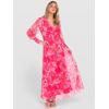 imageANRABESS Womens Floral Maxi Dress 2025 Fall V Neck Puff Long Sleeve Flowy Casual Wedding Guest Tea Party Tulle DressesPink Flower