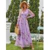 imageANRABESS Womens Floral Maxi Dress 2025 Fall V Neck Puff Long Sleeve Flowy Casual Wedding Guest Tea Party Tulle DressesPurple Rose