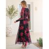imageANRABESS Womens Floral Maxi Dress 2025 Fall V Neck Puff Long Sleeve Flowy Casual Wedding Guest Tea Party Tulle DressesRose Red Flower