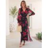imageANRABESS Womens Floral Maxi Dress 2025 Fall V Neck Puff Long Sleeve Flowy Casual Wedding Guest Tea Party Tulle DressesRose Red Flower