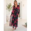 imageANRABESS Womens Floral Maxi Dress 2025 Fall V Neck Puff Long Sleeve Flowy Casual Wedding Guest Tea Party Tulle DressesRose Red Flower