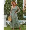 imageANRABESS Womens Floral Maxi Dress 2025 Fall V Neck Puff Long Sleeve Flowy Casual Wedding Guest Tea Party Tulle DressesYellow Floral Green