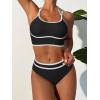 imageANRABESS Womens Halter Bikini Set Color Block Sporty Swimsuits Two Piece High Waist Bathing Suit Sexy Summer Beach Swim SuitsBlack