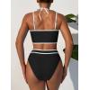 imageANRABESS Womens Halter Bikini Set Color Block Sporty Swimsuits Two Piece High Waist Bathing Suit Sexy Summer Beach Swim SuitsBlack