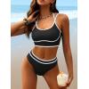 imageANRABESS Womens Halter Bikini Set Color Block Sporty Swimsuits Two Piece High Waist Bathing Suit Sexy Summer Beach Swim SuitsBlack