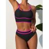 imageANRABESS Womens Halter Bikini Set Color Block Sporty Swimsuits Two Piece High Waist Bathing Suit Sexy Summer Beach Swim SuitsBlack Hot Pink