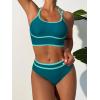 imageANRABESS Womens Halter Bikini Set Color Block Sporty Swimsuits Two Piece High Waist Bathing Suit Sexy Summer Beach Swim SuitsDark Green