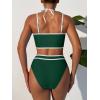 imageANRABESS Womens Halter Bikini Set Color Block Sporty Swimsuits Two Piece High Waist Bathing Suit Sexy Summer Beach Swim SuitsDeep Green